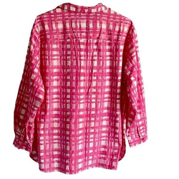 August Max Woman Long Sleeve Button Up Top Pink White Size 16W NEW NWT - Picture 6 of 9